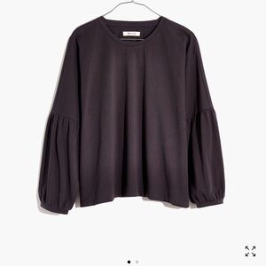 Madewell Crepe Drop-Shoulder Bubble-Sleeve Tee Size S Coal